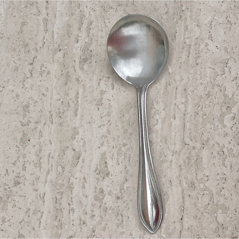 Wallace 18/10 Stainless Steel Soup Spoon 6” With Beaded Handle Design